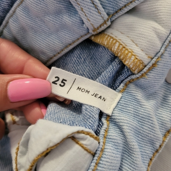 PACSUN ECO Hopper Patch Mom Jeans Size 25 Color-block Light Blue High Rise NWOT - Picture 8 of 9